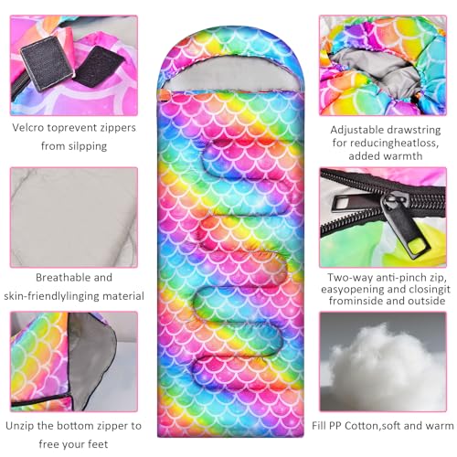 Sleeping Bag for Kids Girls Boys, 3 Season Warm Lightweight Kids Sleeping Bag Waterproof Portable for Camping Outdoors, Travel miniatura 3