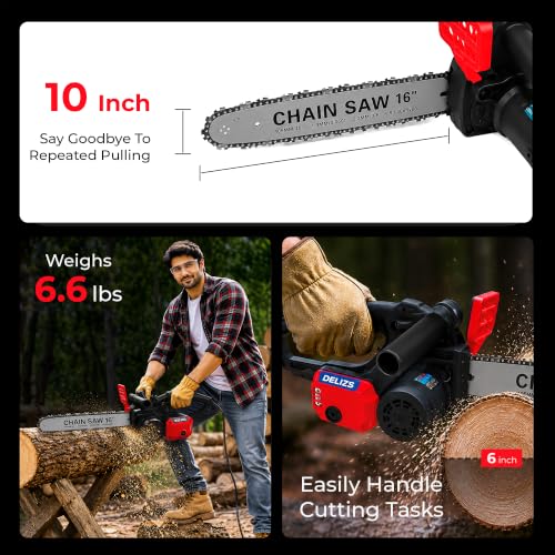 Image of Electric 16 inch Inch Corded Chainsaw With 2800 W High Power Motor With Low-Kickback System I 6800 RPM I Tree Cutter Tool | Wood Cutting Machine Home | Wood Cutter Tool Machine