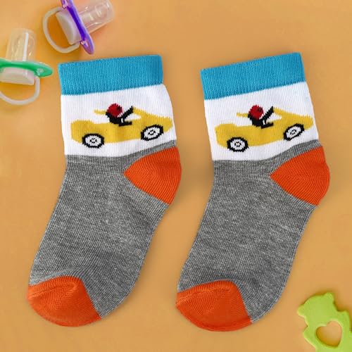 Image of Kid's Socks for Boys and Girls - Made with Soft & Breathable Cotton with Antibacterial Wash, Pack Of 5, Suitable for all day long use