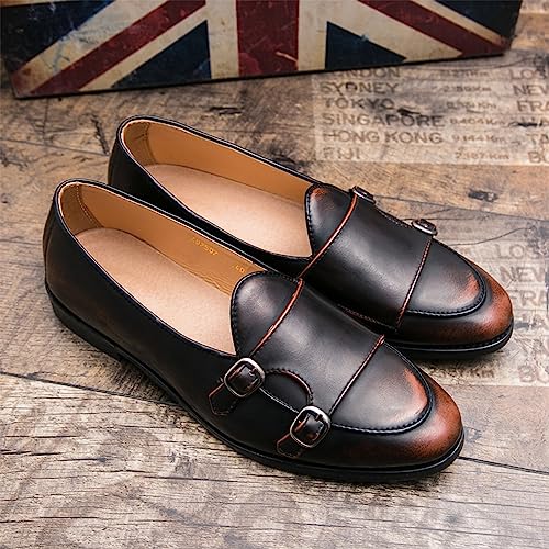 Men's Monk Strap Loafer Leather Slip-On Shallow Mouth Backless Oxford Shoes Casual Business Dress Shoes2
