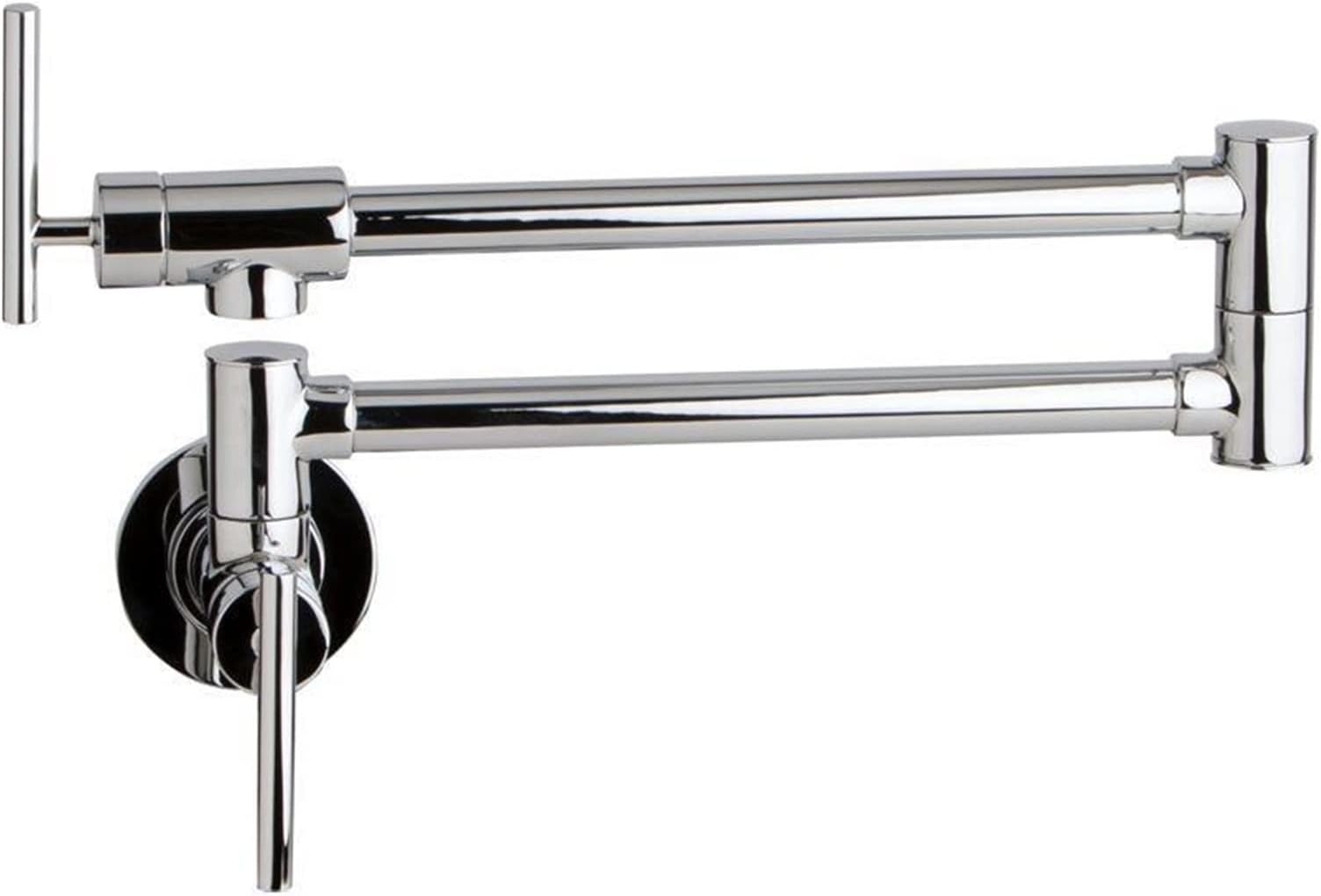 Kitchen Tap, 100% Solid Brass Single Cold Single Hole Pot Filler Tap Wall Mount Kitchen Faucet in Chrome Nickel Brush Black,for Sinks, 61211c-Small