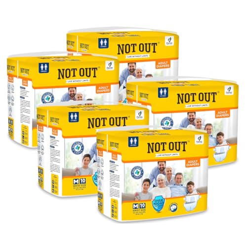 Image of Adult Tape Diapers - Overnight Protection with 3D Core, Odour Control & Up to 12-Hour Absorption | Medium (30-40 Inches) | 50 Diapers | Pack of 5