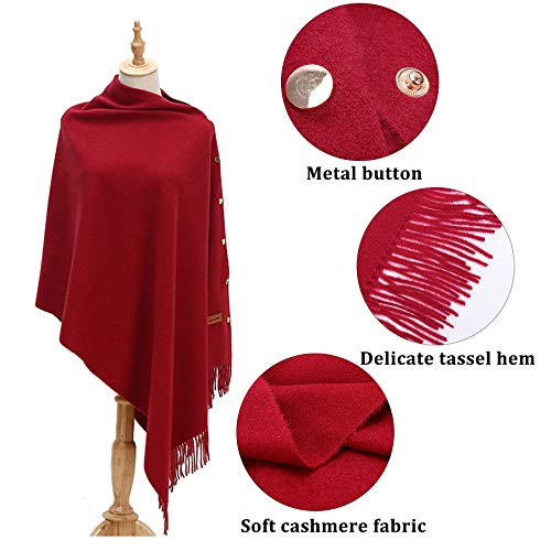 Kordear-Schal-Winter-Langer-Poncho-DamenUmhaengetuch-Poncho-Decke-Cape-Wickelschal-Strickschal-mit-Knoepfen-Hochwertiges-Weich-Warm-Multifunktion-fuer-Fruehling-Herbst-Winter