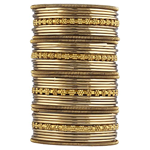 Aheli Stylish Indian Oxidized Bangle Set Ethnic Traditional Bollywood Fashion Wedding Wear Jewelry Gift for Women (Gold)