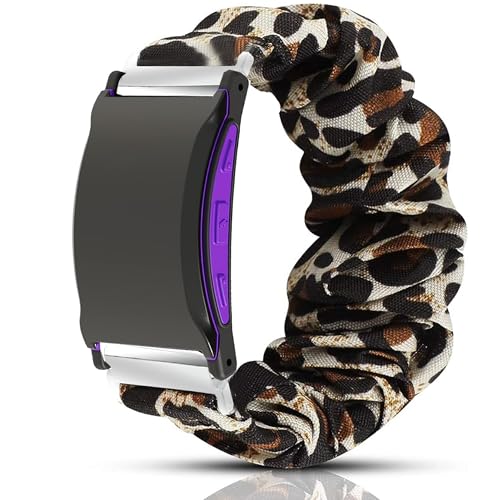 Lamshaw Compatible with Shock Clock 3 Bands, Fabric Elastic Scrunchie Elastic Watch Band Women Cute Replacement Straps Compatible with Pavlok Shock Clock 3 (Leopard print)