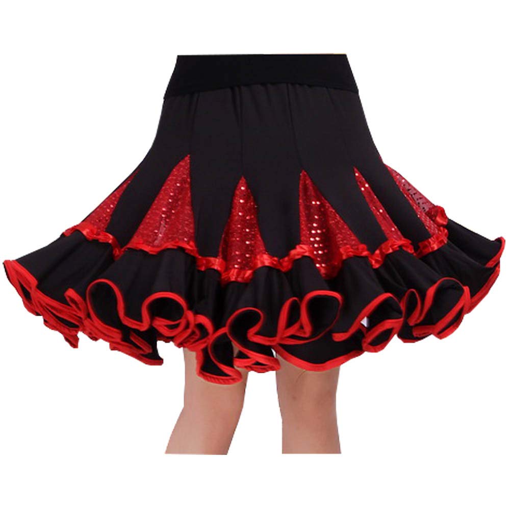 TiaoBug Femme Robe De Danse Ballet Tutu Justaucorps Danse Latin Salsa Tango Asymétrique Robe à Paillettes Body Sans Manche Robe Patinage Soirée XS-XL