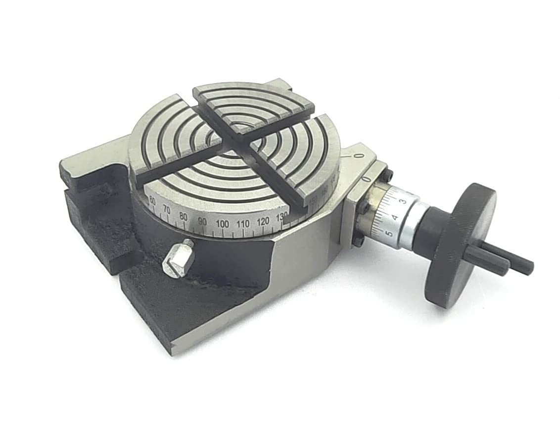 Drehtisch mit 4 Schlitzen für Fräsmaschine, 100 mm, Metall, inkl. M6 Klemm-Kit