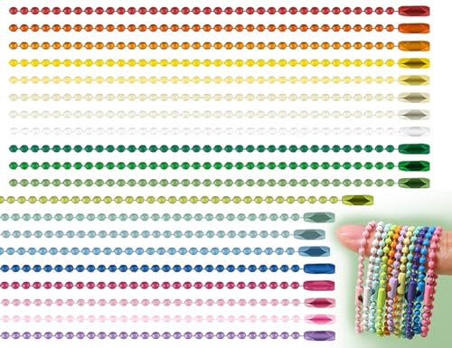 KAPSING 50 Piezas Cadena de Bolas de Colores Cadena Colgante de Metal, Cadena para Llaveros, Cadena de Bolas de Colores con Conectores para Colgantes, Accesorios de Joyería, Adornos Colgantes