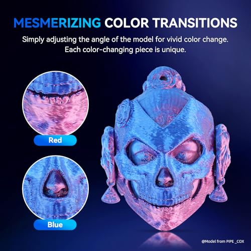 Image of JAYO Silk Dual Color PLA Filament 1.75mm Blue-Red 1.1kg, Shiny Gradient Dual-Tone PLA, High Gloss Finish, Easy to Print, Layer Concealing, Fits for Most FDM 3D Printers