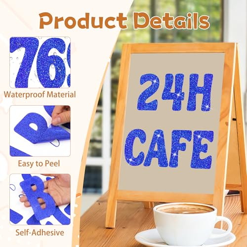 Image of Bulletin Board Letters 129 PCS Glitter Letter Stickers Large 4 Inch, Blue | 12 Sheets,Alphabet Number Stickers,Self-Adhesive,Sticker Letters for Poster Board,Classroom,Display,Mailbox,Craft,Party Decor