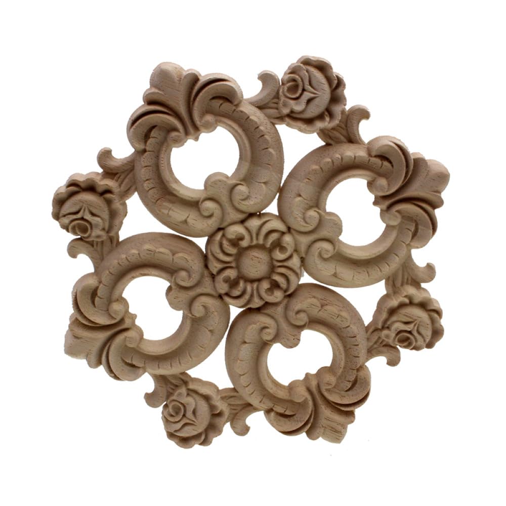 Accessoires de meubles en bois avec moulure de rose ronde pour décoration vintage