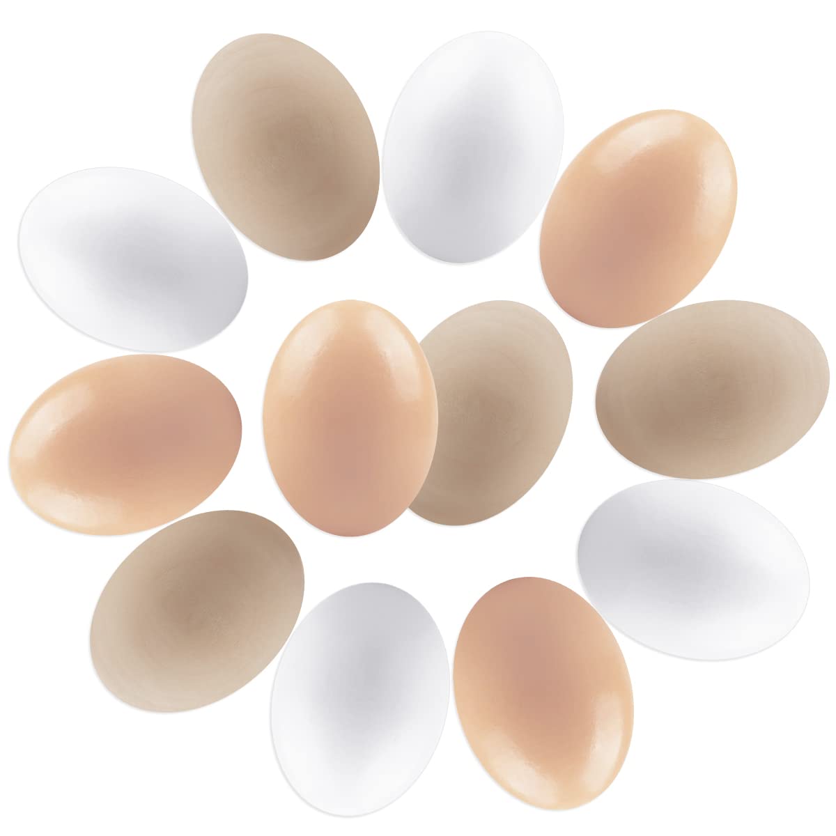 YIYA 12 PCS Wooden Easter Eggs, 3 Colors Unpainted Wooden Fake Eggs, Realistic Toy Egg, Fake Chicken Eggs for Kids DIY Paint Easter Crafts Easter Eggs Easter Home Kitchen Decor