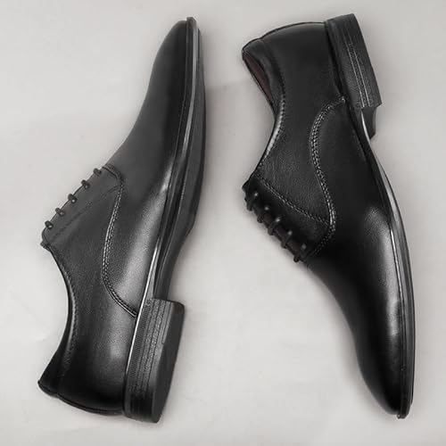 Sapatos Oxford Masculinos Com Cadarço Cor Sólida Biqueira Redonda Sapatos De Couro Antiderrapante So