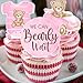 We Can Bearly Wait Cupcake Toppers Bear Cupcake Toppers 48Pcs Teddy Bear Cake Toppers Pink Bear Theme Gender Reveall Party Decorations for Bear Birthday Party Supplies