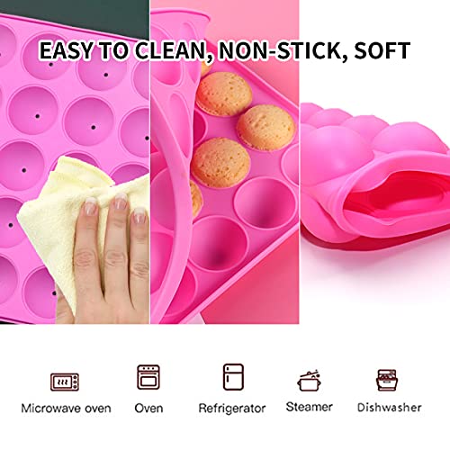 Hycsc 20 Cavity Silicone Cake Pop Mold Kits - Cake Pop Tray With 60Pcs Cake Pop Sticks, Bags, Twist Ties, Great For Cake Pop Maker , Lollipop Mold, Cake Pop And Chocolate #TOP1