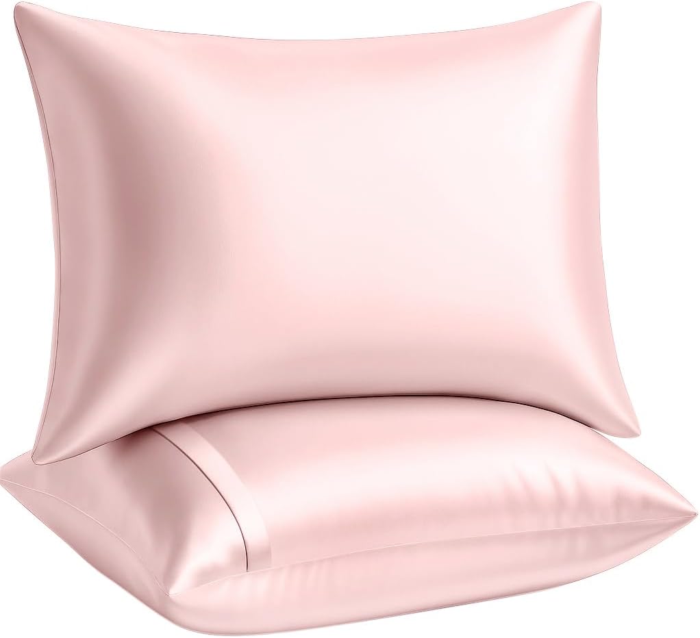 Pink Satin Pillowcase with Zipper,...