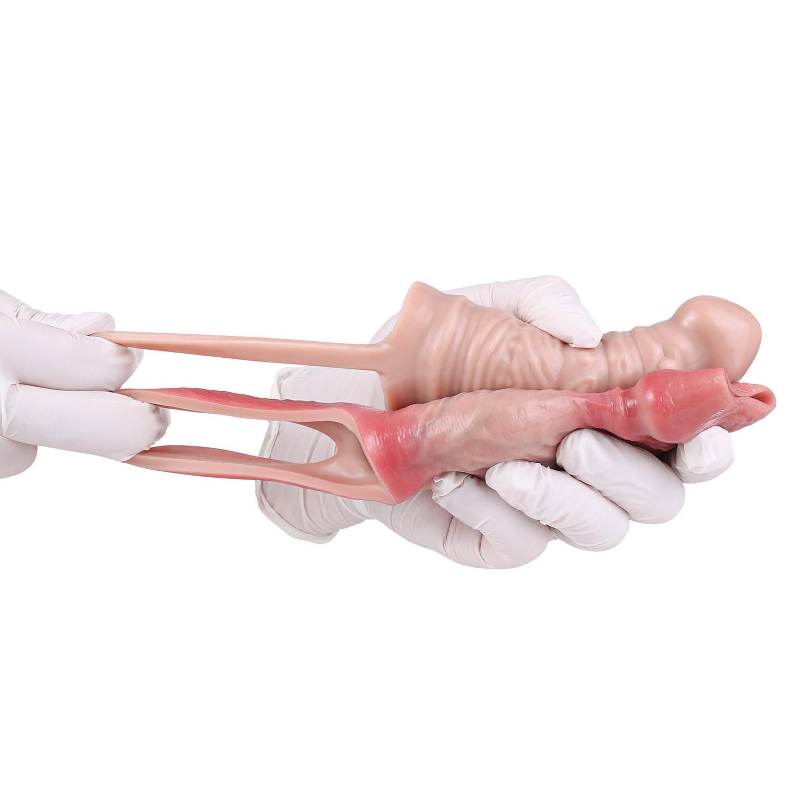 Realistische Penishülle mit Analplug und Hodenring,Penis Sleeve für Penisvergrößerung Silikon Penismanschetten Penisvergrößerungshülle Sexspielzeug für Männer ，M