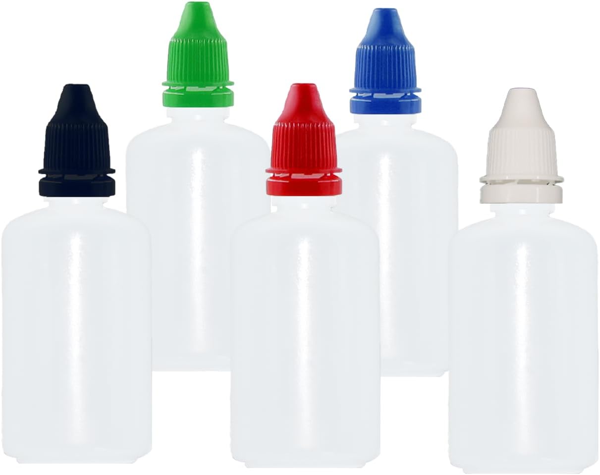 2Pcs Plastic Dropper Bottles, 50ml/1.7 oz Empty Squeezable Dropper Bottle with Childproof Cap Liquid Container
