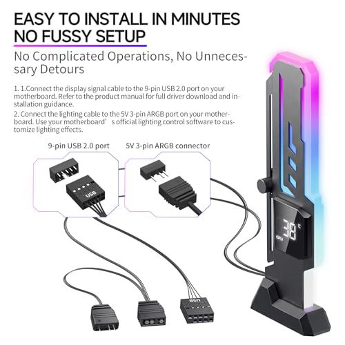 Soporte para GPU ARGB con Pantalla de Temp/uso CPU y GPU miniatura 7