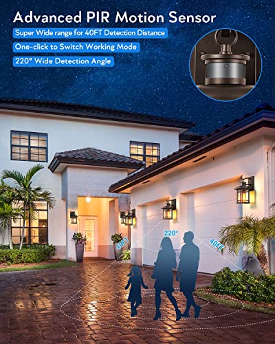 Vianis 2 Packs Motion Sensor Outdoor Lights, Oil Rubbed Bronze Wall Light Fixtures, Dusk To Dawn Outdoor Lighting Sconce, Anti-Rustseed Glass Garage Light Lantern, Orb Porch Lights For House #TOP3