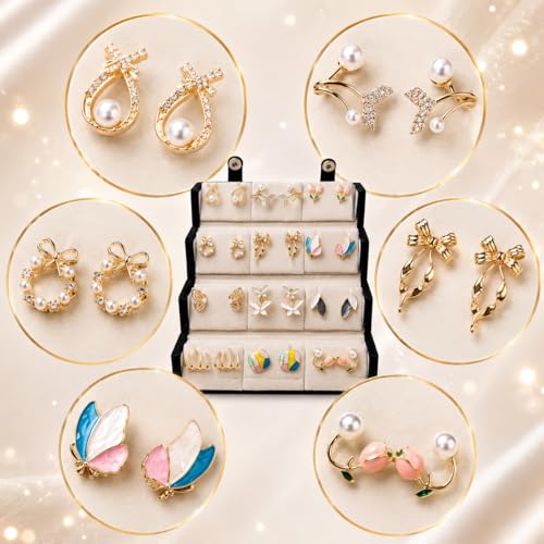 Image of Customized Earrings Gift Set with Name Engraved Jewelry Box | Designer Stud Earrings Combo for Women & Girls | Personalized Jewelry Organizer Box Gift for Birthday, Anniversary