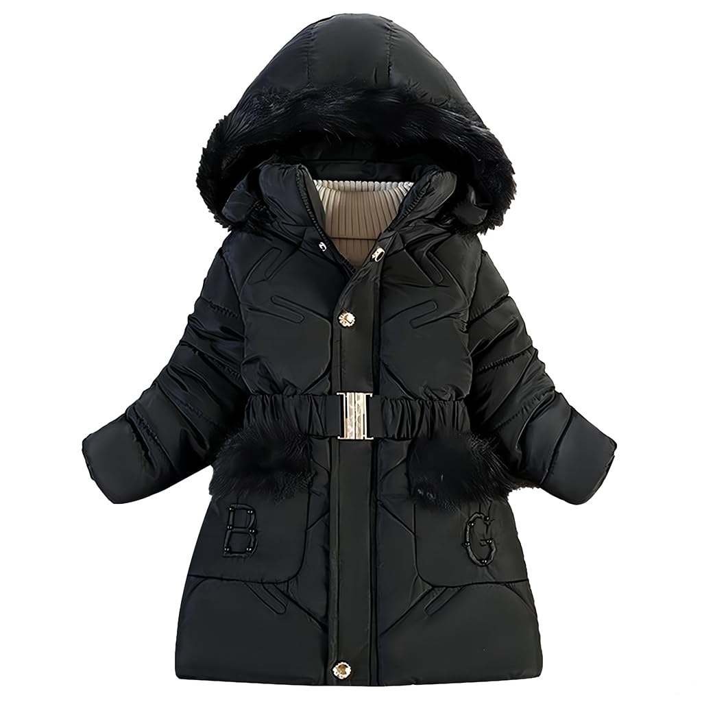 Fille Manteau Enfant Veste de Polaire Epaisse Doudoune d'Hiver Chaud Blouson à Capuche Fourrure Ski Parka Rembourré Longue Vêtement Coupe Vent