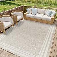 Livabliss Akriti Geometric Indoor Outdoor Carpet 200x275 cm, Boho Pattern for Patio, Deck & Garden, UV Resistant Weather & Stain Durable, Grey Beige Taupe