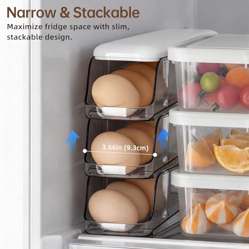 PAVSTINE 3-Tier Auto Rolling Egg Holder with Lid for Fridge, Clear by PAVSTINE - Image 4