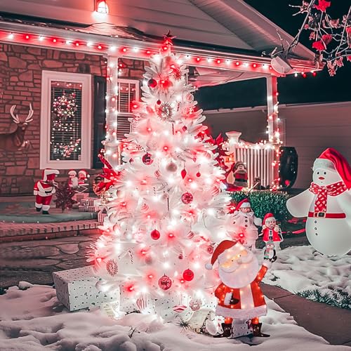 JMEXSUSS Red and White Christmas Tree Lights with Remote, 600 LED String Lights Outdoor Indoor Clear Wire, 168ft Christmas Twinkle Lights Plug in for Bedroom Tree Birthday Party Christmas Decorations by JMEXSUSS - Image 6