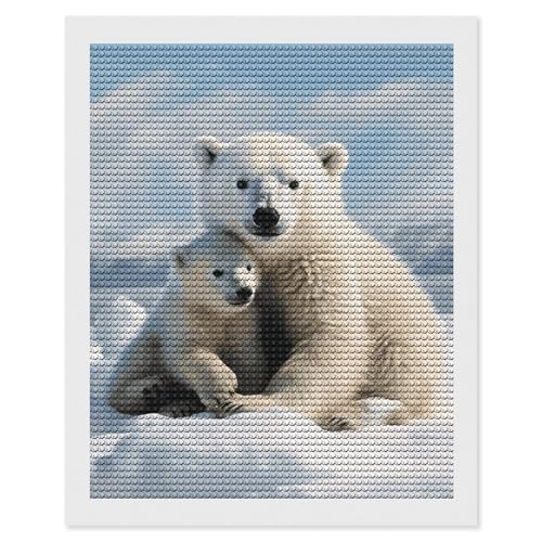 Kit peinture diamant ours polaire BVNMT broderie strass ronds DIY pour deco