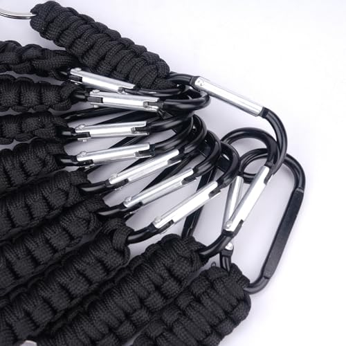 Luzoybo Lot de 10 porte-clés paracode avec mousquetons pour clés, sac à dos, homme, femme, camping, randonnée, pêche (noir) – vue 6