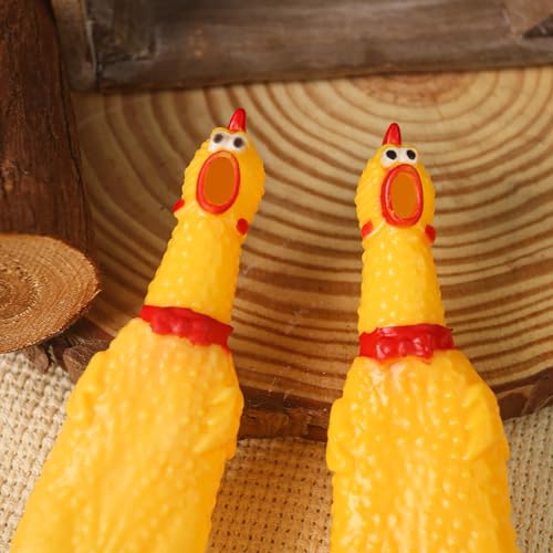 POPLAY 12PCS Squeaky Rubber Chickens, Prank Novelty Toys Screaming Chickens Bulk for Party Favors - Thumbnail 4