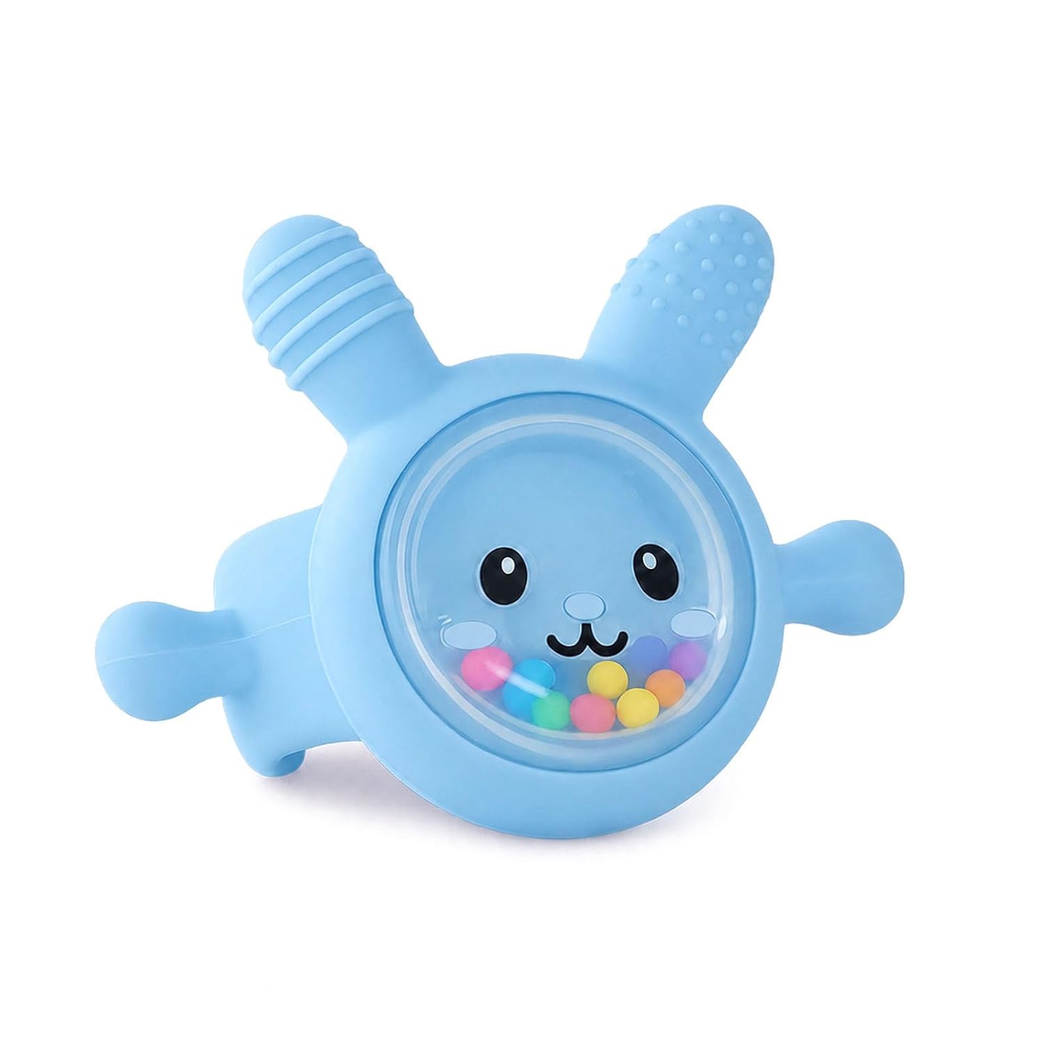 Baby Teether Toy, Silicone Teething Toys with Rattle for Babies Over 3 Months, Sunnybunny Wearable Anti Dropping Wrist Hand Teethers BPA Free Sensory Chew Toy for Newborn Boys Girls - Green