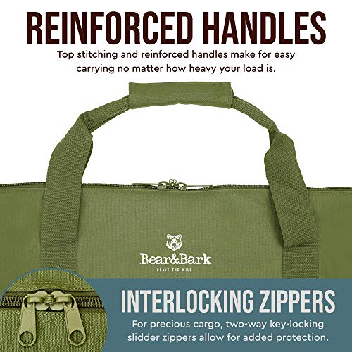 Large Duffle Bag – Green 38”x20” - Canvas Military and Army Cargo Style Duffel Tote for Men and Women– College Student, Backpacking, Travel and Storage Shoulder Bag