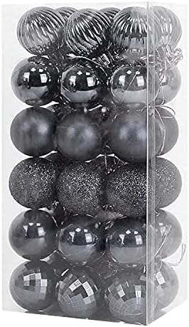 Christmas Balls Ornaments, 6 Style Xmas Baubles Tree Decorations Shatterproof Hanging Assorted Balls Set for Holiday Wedding Party Decoration (navy blue)
