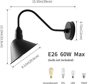 mirrea 8 Gooseneck Outdoor Sign Lighting Matte Black Pack of 2