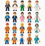 Whimzory 20 PCS City Mini Figures Set – 5 Professions (Doctor, Nurse, Engineer, Police, Construction Worker), Compatible with Major Building Bricks – Great STEM Pretend Play Toy for Kids