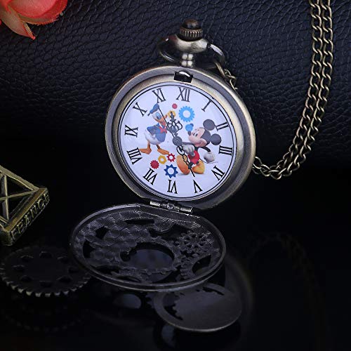 Tiong Exquisite Pocket Watch Lovely Cartoons Quartz Pocket Watch Roman Numeral #TOP2