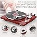 Record Player Turntables Belt-Drive with Wireless Output Connectivity Vinyl Player 33&45 RPM Speed Phono Line Out USB Digital to PC Recording ATN3600L MM Cartridge Stylus&Counterweight Piano Shiny Classic Red