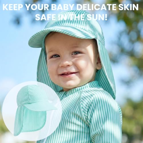 JiAmy Badeanzug Jungen Baby Kleinkinder UV Kleidung Kinder Schutz Einteiliger Schwimmanzug Bademode Badebekleidung Schutzkleidung mit Sonnenhut Lake Blue 3-4 Jahre