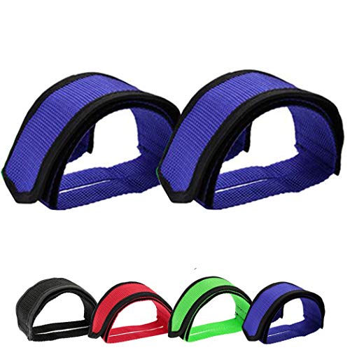 Qeedy Bike Pedal Straps Pedal 2 Pieces Universal Bicycle Feet Strap Pedal Straps Toe Clips Straps Tape for Fixed Gear Bike (Blue#)