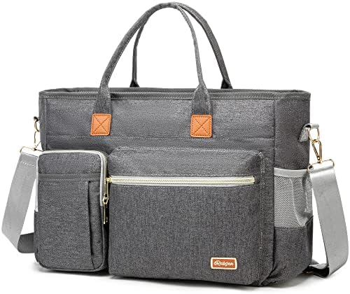 Rabjen Nurse Tote Bag for Work with Padded 15.6” Laptop Sleeve, Medical Supplies Shoulder Bag for Home Health Care