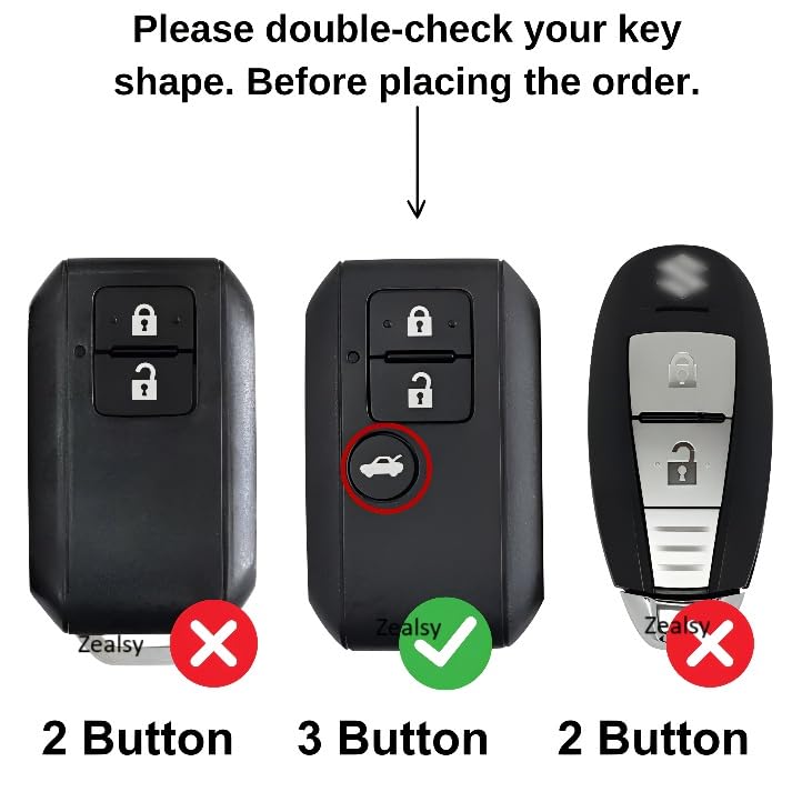 Image of Premium Waterproof Metal Key Cover Compatible with Suzuki Swift Dzire 2025 , Baleno, Ertiga 3 Push Button Smart Remote Key