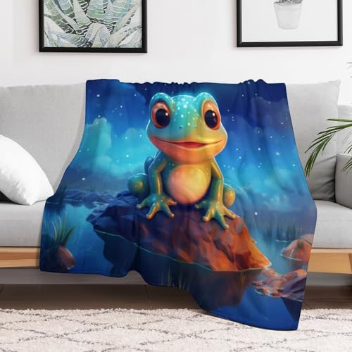 Couverture grenouille en polaire flannel 150x200cm douce et chaude