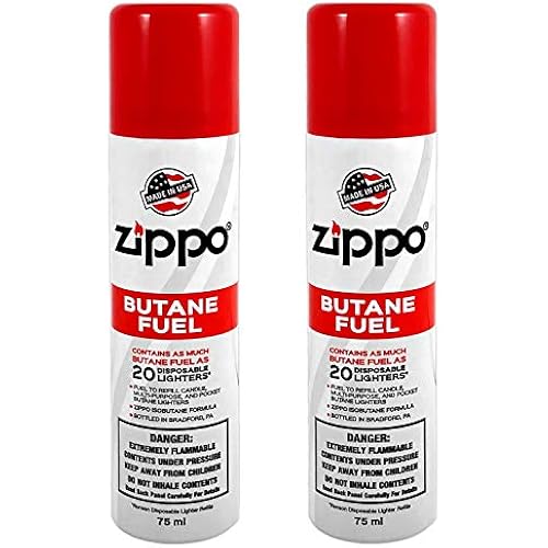 Zippo Butane Fuel Refill – Premium High-Purity for Lighters, Torches & Inserts – Clean Burning, Consistent Flame, Reliable Performance, Made in USA, 75ml 2-Pack