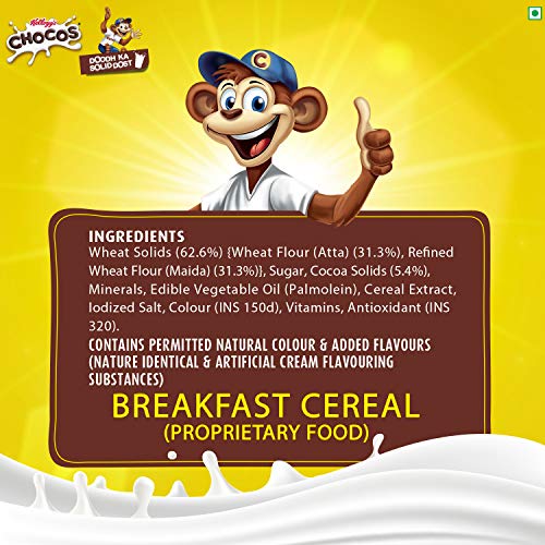 Image of Kellogg's Combo, Kellogg's Chocos, High in Protein, B Vitamins, Calcium And Iron, 1.2kg Pack and Kellogg's Corn Flakes Real Strawberry Puree, 575g