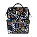 Produktbild Lafle Mumien-Rucksack, Schultasche, Totenköpfe in Hüten, Rucksack, multifunktional, großes Fassungsvermögen, Wickeltasche, Tragetasche für Damen und Herren