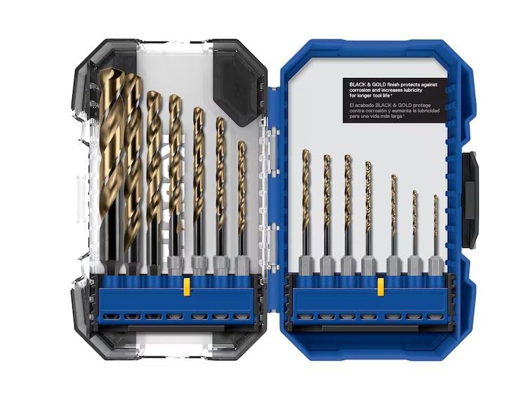 K.balt 14 -Piece Assorted Black and Gold Coated HSS Jobber Length Twist Drill Bit Set