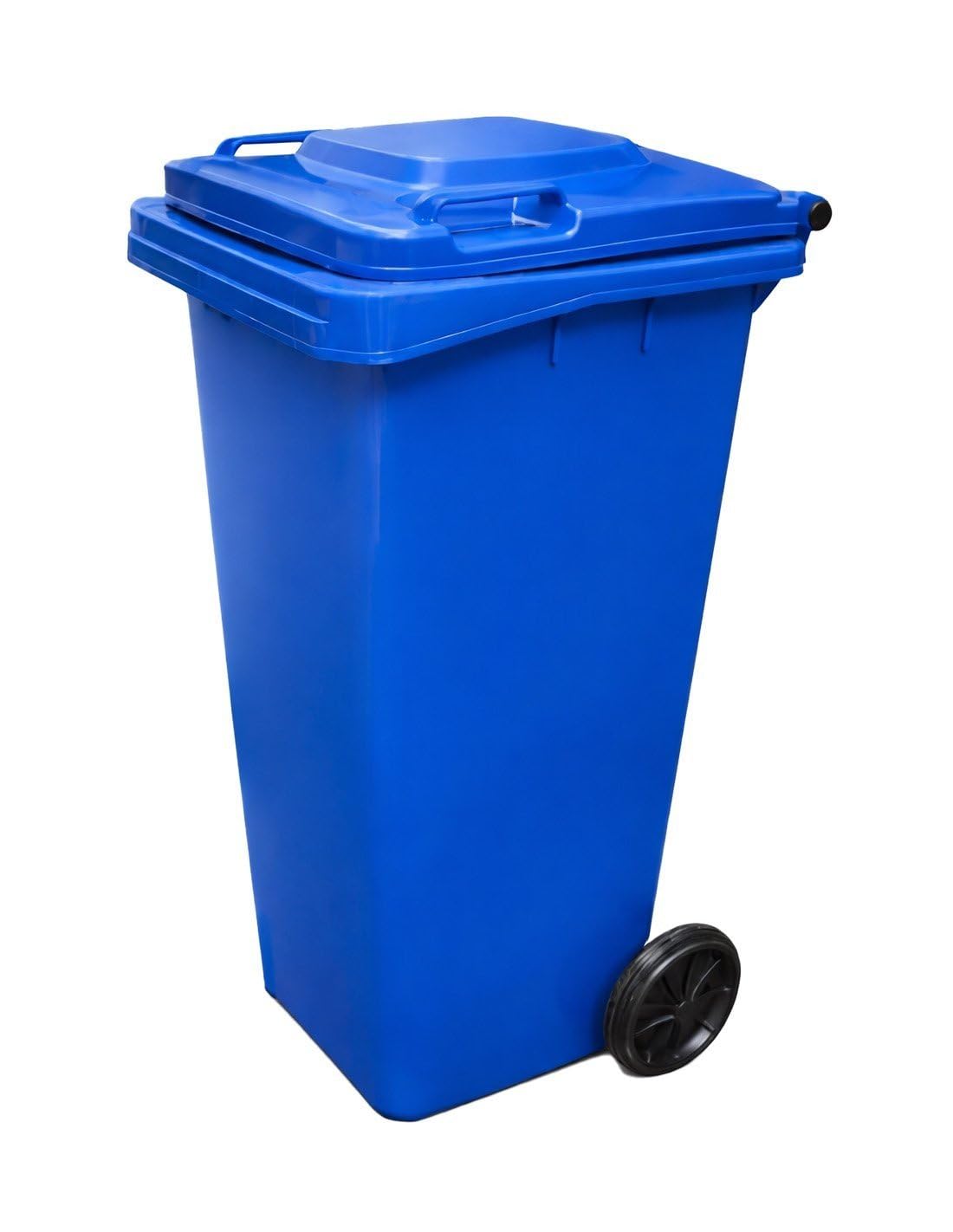 JARDIN202 - Contenedor de Basura Reciclables de Colores con Ruedas y Mango Antideslizantes | 120L, 240L, 360L, 800L y 1100L | 120 L (Azul)