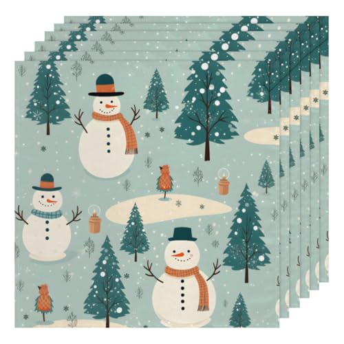 Servilletas de tela Snowman Christmas set x6 50.5x50.5 cm miniatura 1